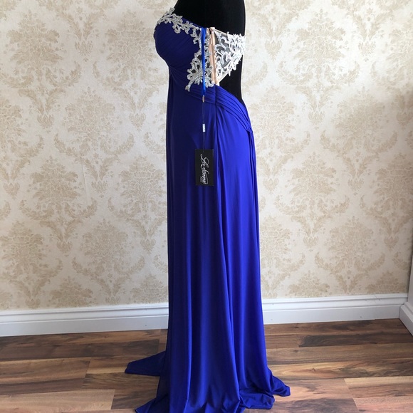 BNWT La Femme strapless beaded gown - Picture 3 of 11